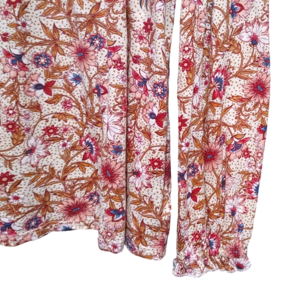Lucky Brand Pink Floral Stretch Boho Style Peasant Top Women's Size Extra Large - Picture 5 of 7
